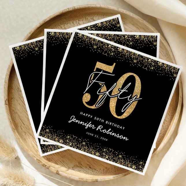 Guardanapos de festa Chic Black Gold 50th (Criador carregado)