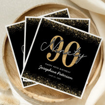 Guardanapos de festa Classic Black Gold 90º Aniver