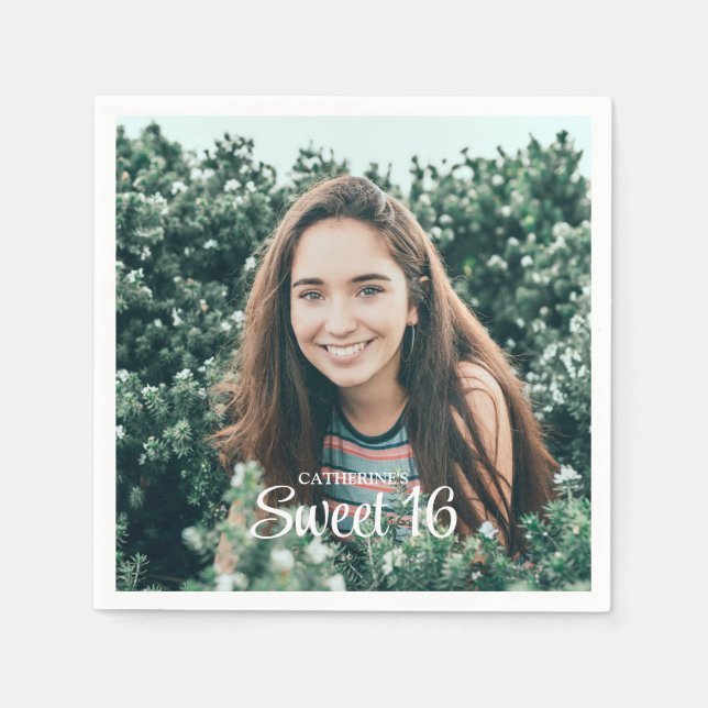 Guardanapos de festa com foto para Sweet 16 (Frente)