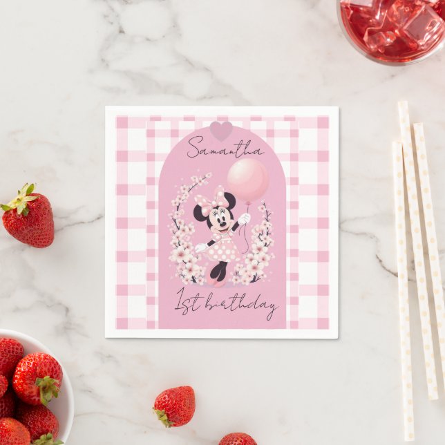 Guardanapos de festa com nome editável da Minnie M (Insitu)