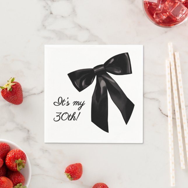 Guardanapos de festa de aniversário com laço preto (Insitu)