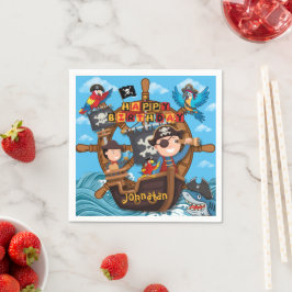 Guardanapos de festa de aniversário pirata para cr