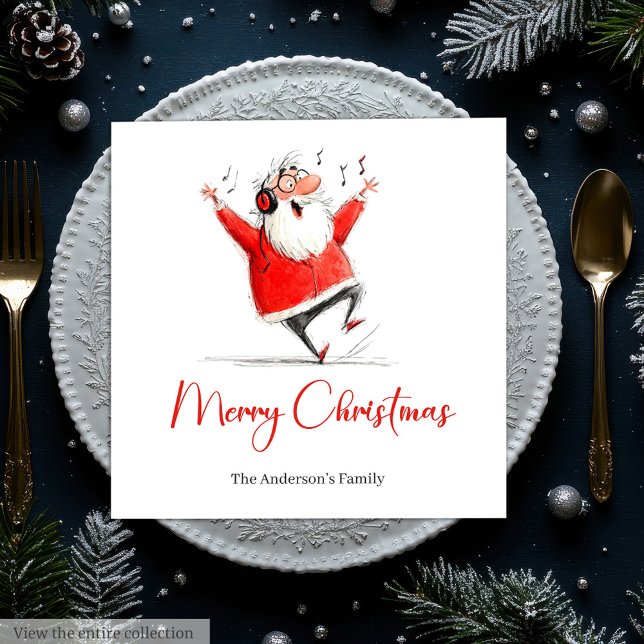 Guardanapos de festa de Natal com aquarela do Papa (Funny Santa Watercolor Holiday Party Napkins)