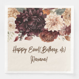 Guardanapos de festa floral Bege Marrom Marfim