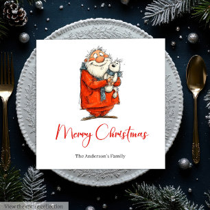 Guardanapos de festa personalizados com Papai Noel