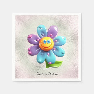 Guardanapos de Flores Amarelas Roxas Azuis