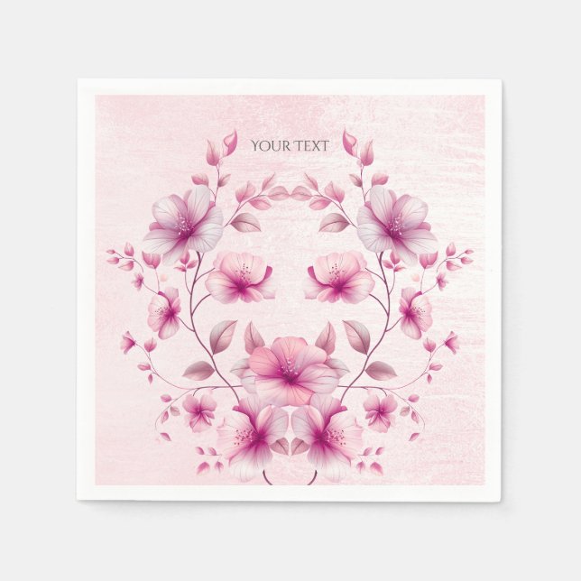 Guardanapos de Flores Rosa em Aquarela (Frente)