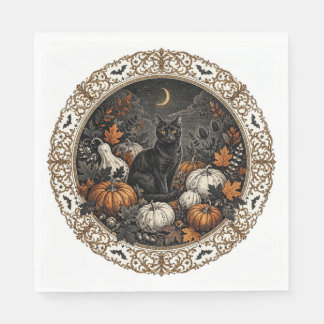 Guardanapos de Gato Preto de Halloween em estilo G