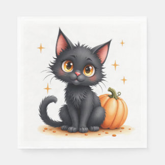Guardanapos de Gato Preto de Halloween Fofo