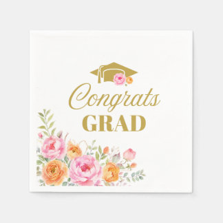 Guardanapos de Graduação Congrats Grad Floral Boho