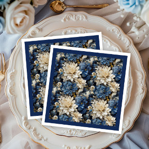 Guardanapos de Jantar Florais Branco Marfim Luxo N
