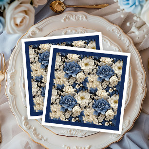 Guardanapos de Luxo Floral Branco Marfim Premium N