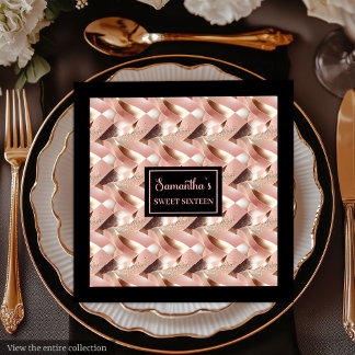 Guardanapos de Luxo Personalizados Rosa Dourado e