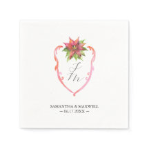 Guardanapos de Monograma de Casamento Poinsettia