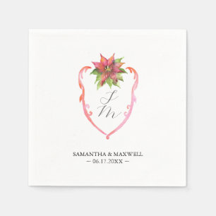 Guardanapos de Monograma de Casamento Poinsettia