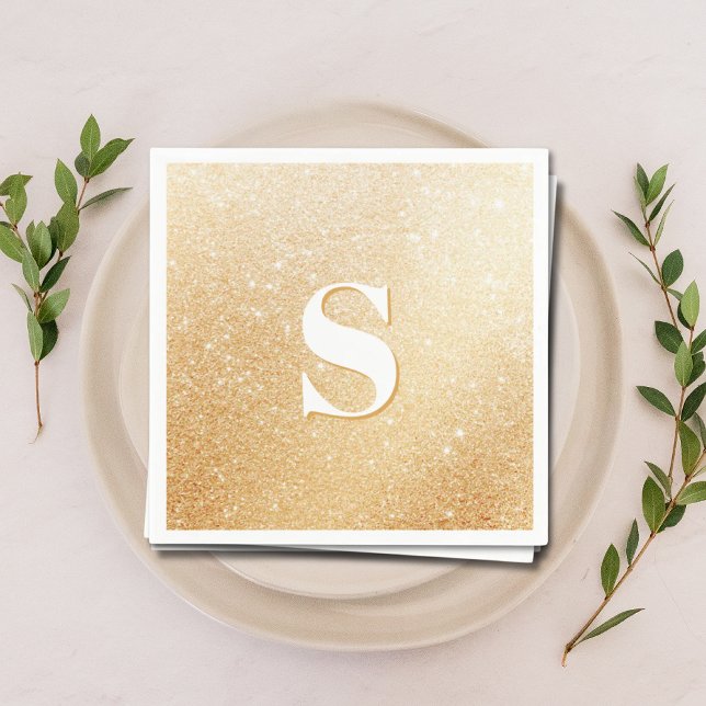 Guardanapos de Monograma Personalizado Luxo com Br (Gold Glitter Luxury Personalized Monogram Napkins
)