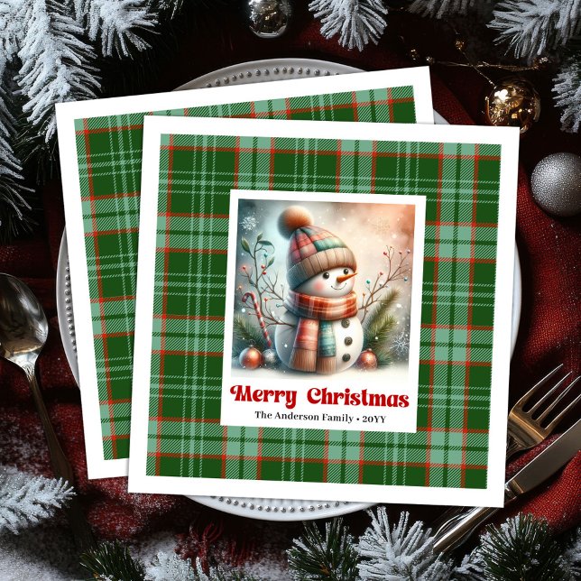 Guardanapos de Natal Adoráveis do Boneco de Neve E (Adorable Christmas Snowman Napkins Editable Watercolor Art

)
