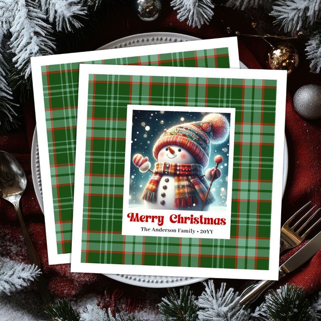 Guardanapos de Natal Alegres com Boneco de Neve Pe (Jolly Christmas Snowman Napkins Personalized Kids Style

)