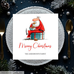 Guardanapos de Natal com Aquarela do Papai Noel En