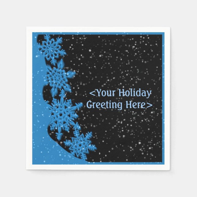 Guardanapos de Natal com Floco de Neve Azul Escuro (Frente)