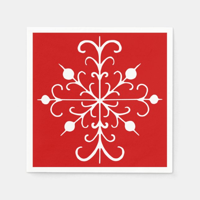 Guardanapos de Natal com Floco de Neve Vermelho (Frente)