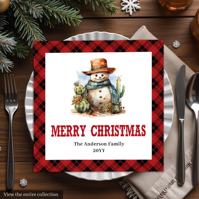 guardanapos de Natal com xadrez de búfalo ocidenta (Western buffalo plaid napkins Christmas party set

)
