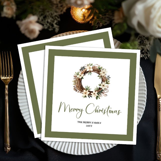 Guardanapos de Natal Contemporâneos Personalizados (Contemporary Christmas Tree Custom Family Napkins)
