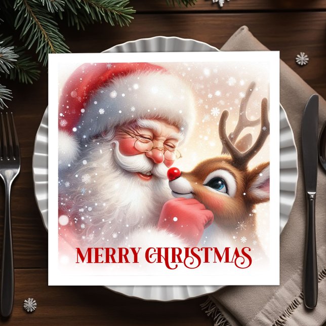 Guardanapos de Natal da Festa de Natal do Papai No (Sweet Santa Rudolph Christmas Party Napkins)
