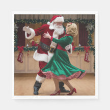 Guardanapos de Natal Dançando Papai Noel.