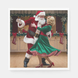 Guardanapos de Natal Dançando Papai Noel.