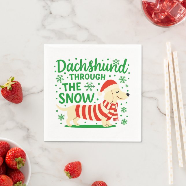 Guardanapos de Natal de Dachshund Creme (Insitu)