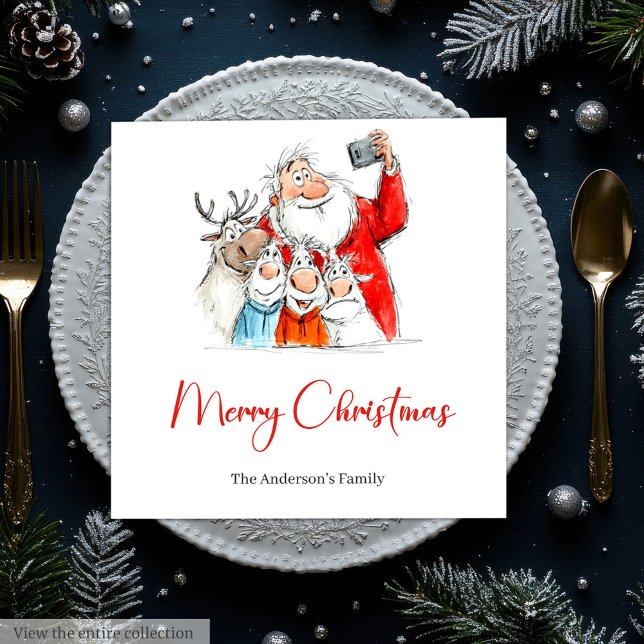 Guardanapos de Natal de jantar engraçados personal (Personalized Funny Santa Christmas Dinner Napkins)