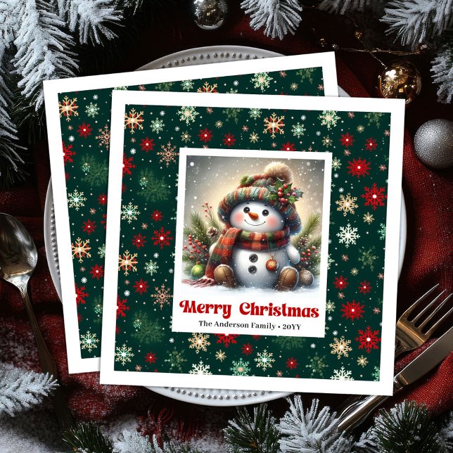 Guardanapos de Natal engraçados de Papel do Boneco (Funny Christmas Snowman Napkins Editable Kids Style Napkins

)