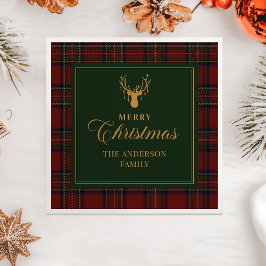 Guardanapos de Natal Família Feliz Xadrez Tartan