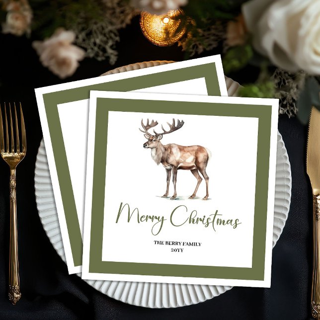 Guardanapos de Natal Família Script Veado Pastel M (Soft Pastel Christmas Deer Script Family Napkins)