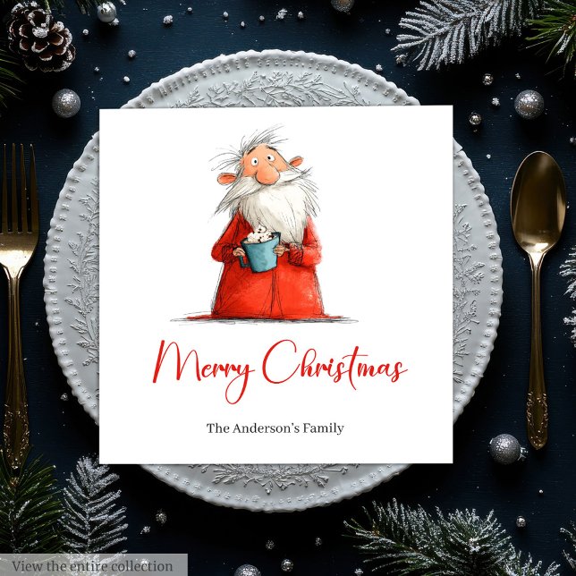 Guardanapos de Natal Festivo Divertido e Excêntric (Funny Quirky Santa Claus Festive Holiday Napkins)