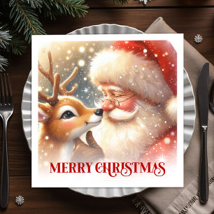 Guardanapos de Natal Festivo Merry Santa Rudolph