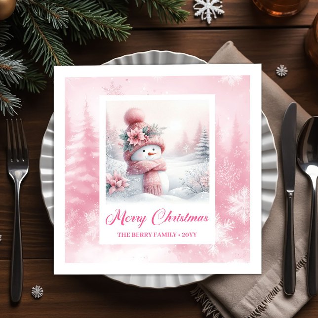 Guardanapos de Natal Floresta de Inverno Pinkmas M (Magical Pinkmas Winter Forest Christmas Napkins Kids Fun)