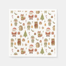 Guardanapos de Natal Floresta Desenhados à Mão