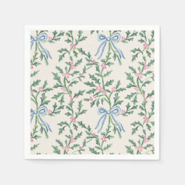 Guardanapos de Natal Holly Vine Blue Bow Cre