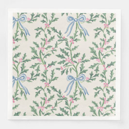 Guardanapos de Natal Holly Vine Blue Bow Cream