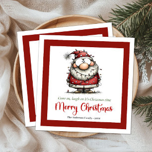 Guardanapos de Natal Humor de Papai Noel Jovial e