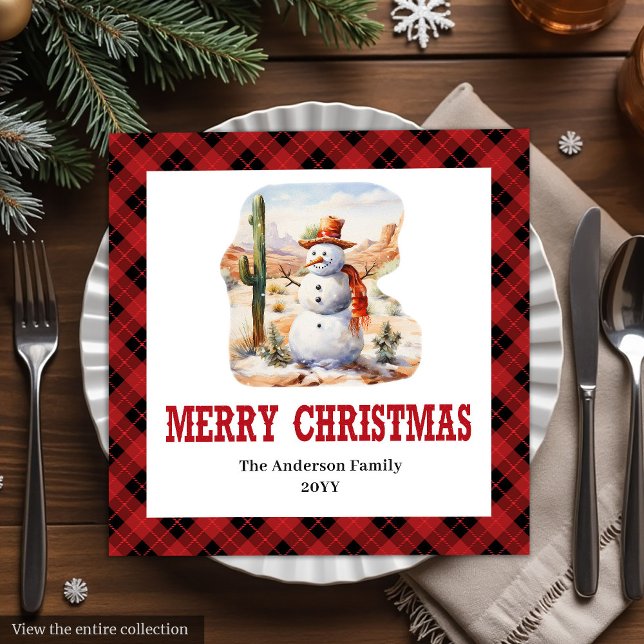 Guardanapos de Natal ocidentais com desenho xadrez (Western Christmas napkins red black tartan design

)