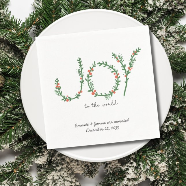 Guardanapos de Natal Personalizados Alegria para o (Christmas Wedding Napkins Custom Joy to the World
)