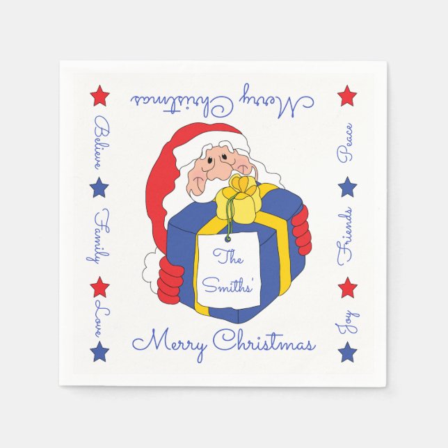 Guardanapos de Natal Personalizados "Papai Noel" (Frente)