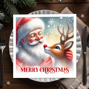 Guardanapos de Natal Rudolph Charmoso Papai Noel D