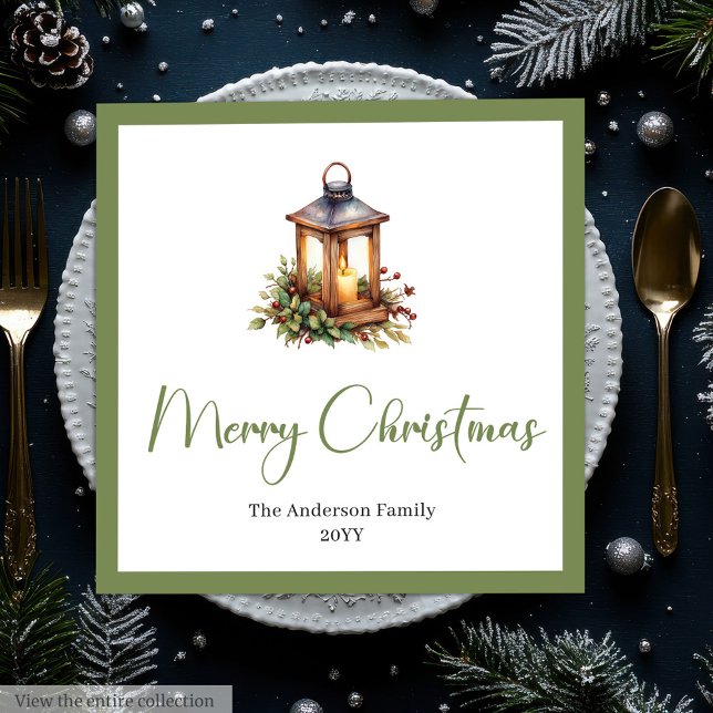 Guardanapos de Natal Rústico Boêmio Elegante com L (Elegant Bohemian Rustic Christmas Lantern Napkins)