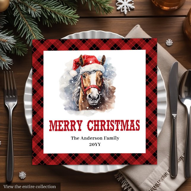 Guardanapos de Natal Xadrez Western de Fazenda (Farmhouse Western Tartan Christmas Napkins)