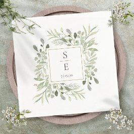 Guardanapos de Noiva com Folhagem Dourada Monogram