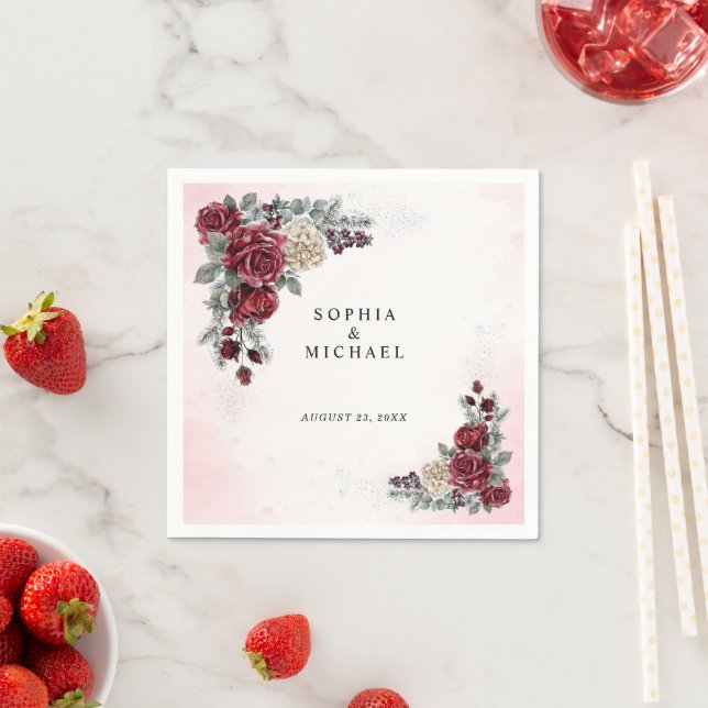 Guardanapos de Noiva de Inverno Rosas Congeladas (Insitu)